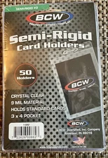 (50) BCW Semi Rigid Card Holder #2 - Grading Submission Sleeves