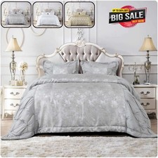 3 Piece Jacquard Bedspread Soft Bed Throw Quilted Double King Size Bedding Sets