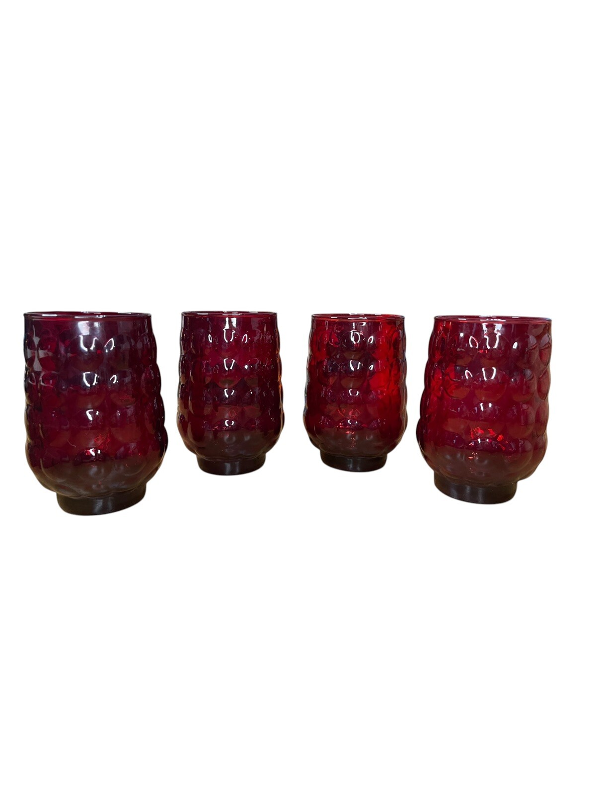 4 Vintage Anchor Hocking Royal Ruby Red Bubble Juice Glass 4 1/4