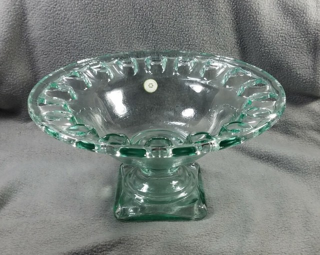 Large 100 Recycled Glass Pedestaled Bowl Unique Design Made In Spain