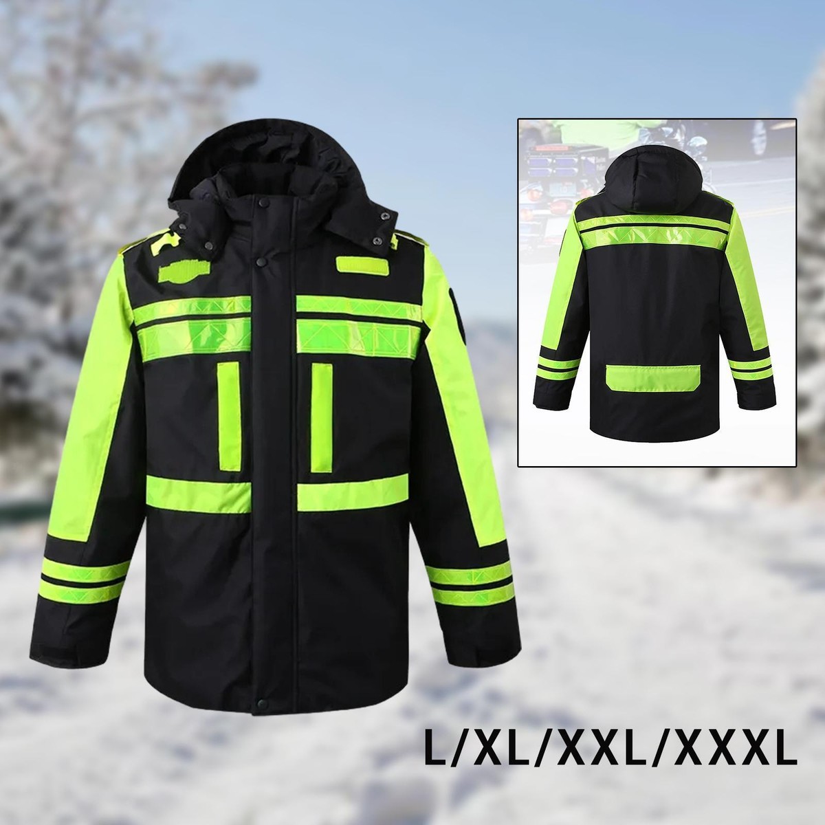 Hooded Winter Safety Jacket, Comfortable Reflective Work Jacket,