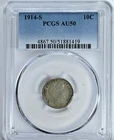 1914-S BARBER DIME AU50 PCGS Graded Coin Nice Looking 4867