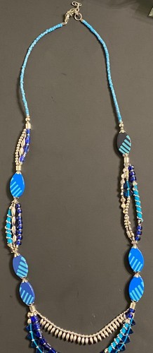 Beaded Wrap Bracelet with Blue Acrylic Bead Necklace - Picture 13 of 20