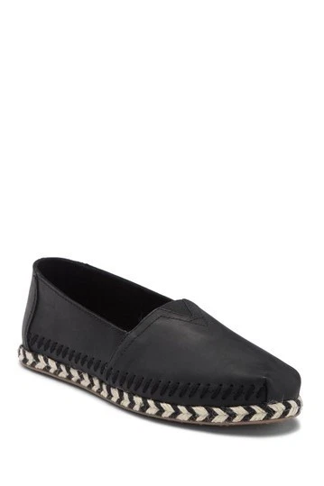 Toms black deals leather espadrilles