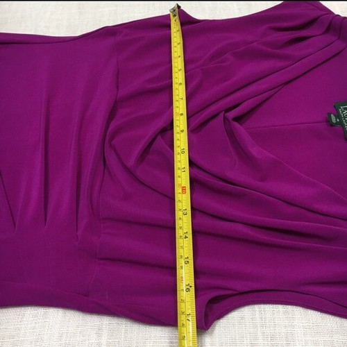 Lauren Ralph Lauren Dress 12 Cowl Neck Ruched Waist Fushia Cocktail Career Party - Picture 12 of 14