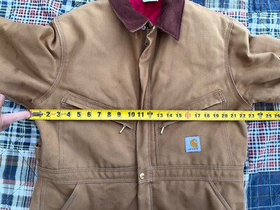 Carhartt X01 BRN Men's Brown Canvas Red Quilt Lined Coveralls Size