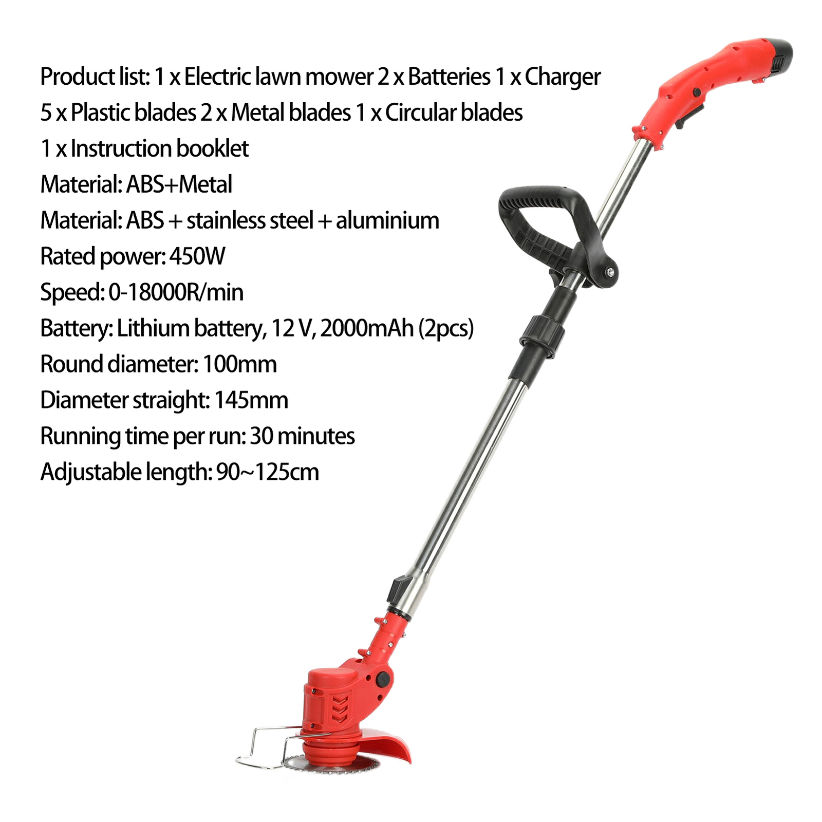 Brush Cutter 2000mAh Lightweight 3 in 1 Lawn Mower Stringless Trimmer