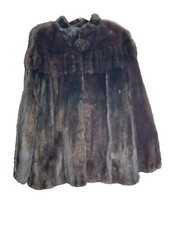 Ladies Dark Brown Mink Jacket Medium Large Pom Pom