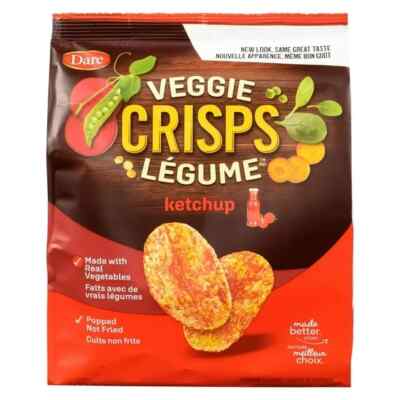 12 Bags of Dare, Veggie Crisps Ketchup  Flavored Cracker Chips, 100g Each