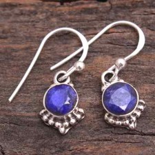Faceted Blue Sapphire Dangle Earring-925 Sterling Silver Designer Earring Gift