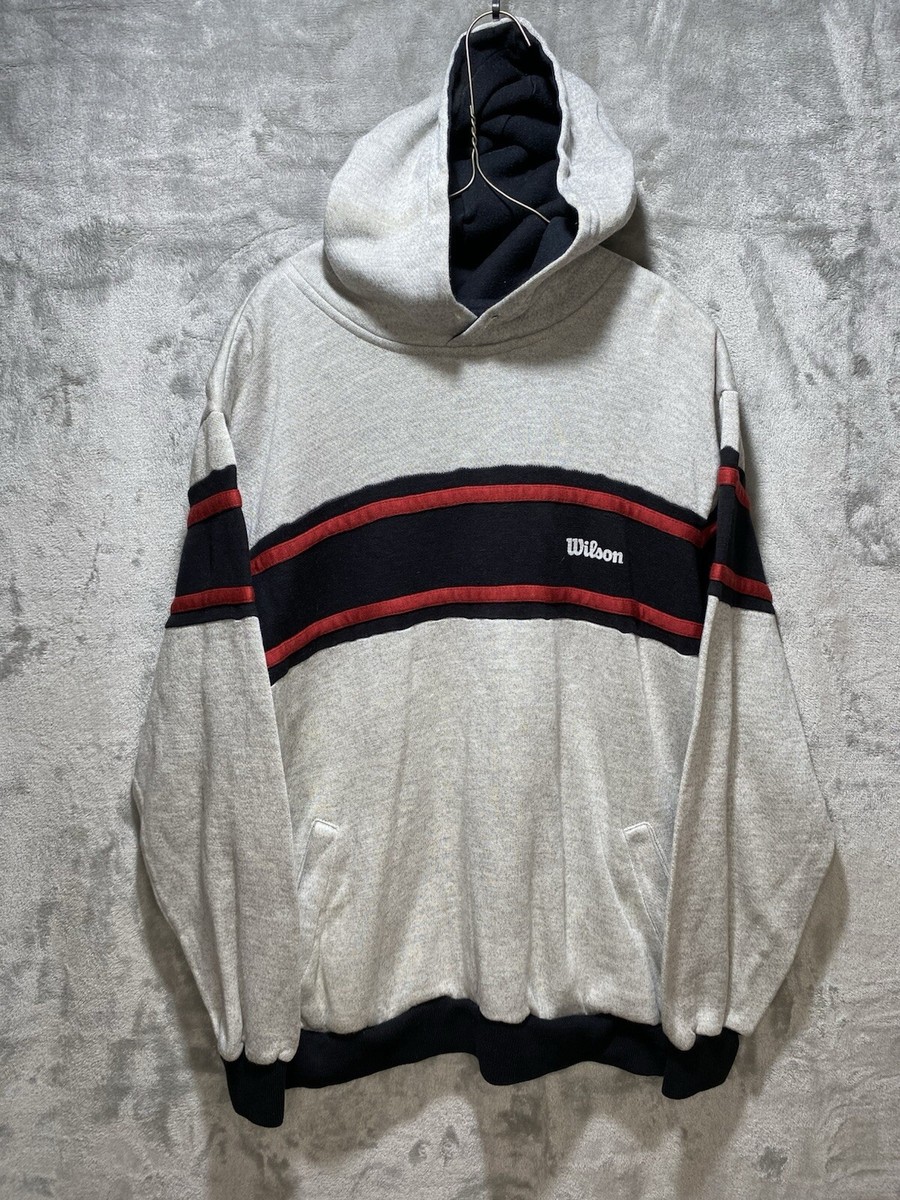 VINTAGE 80s Wilson Hoodie Sweatshirt Mens Size M Gray/Red/black