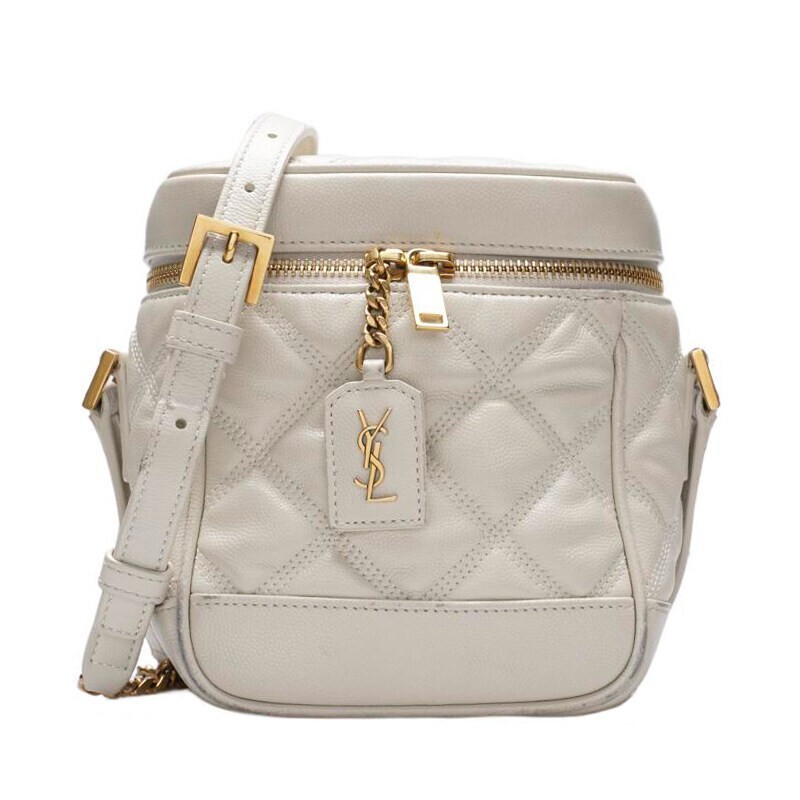 Borsa a tracolla Saint Laurent avorio carré trapuntata vanità