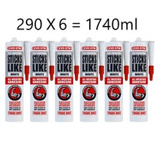 Evo-Stik The Original Sticks Like White All Weather Adhesive-290ml X 6