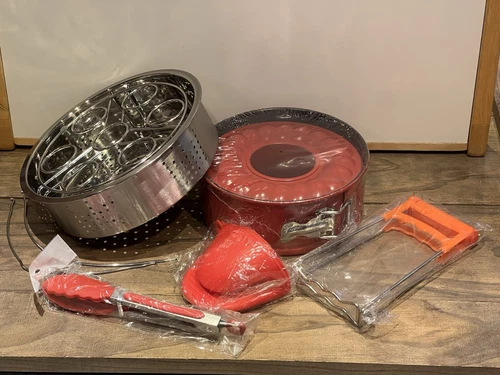 Instant Pot Accessories 8 Piece Lot Cake Pan Tongs Egg Holder Steamer NEW UNUSED