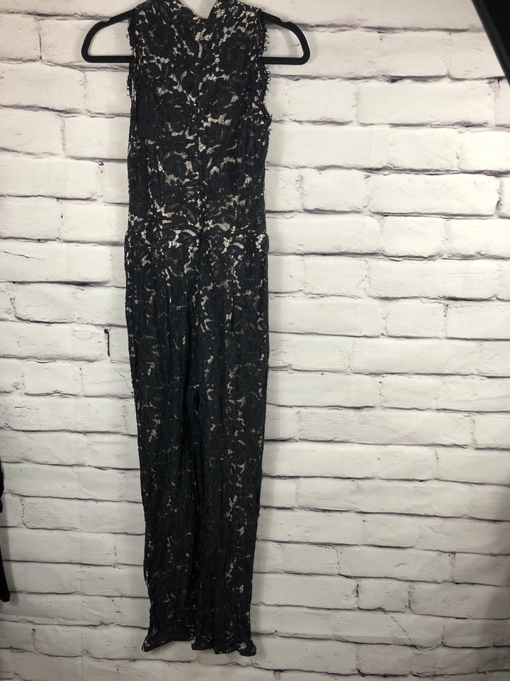 Mono Missguided para mujer talla 14 manga menos negro/beige encaje recortado laterales Foto 3 de 4