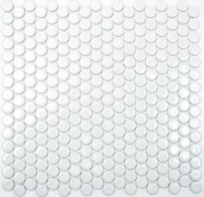 Mosaik Fliese Keramik Knopf weiß glänzend Fliesenspiegel 10-0102_f | 10 Matten