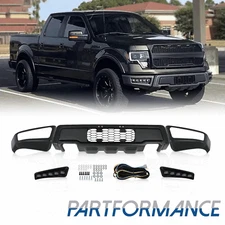 Front Bumper For 2009-2014 Ford F150 F-150 Steel Black Raptor Style W/LED Lights
