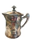 Van Bergh Silverplate Antique Creamer Syrup Jug Pitcher Quadruple Plate Florals