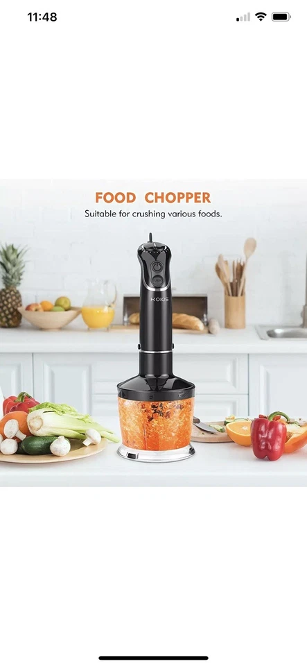 Batidora de mano de inmersión KOIOS 800 vatios/12 velocidades (reforzada con titanio), turbo para Foto 4 de 4