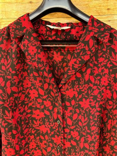 CASUAL CORNER ANNEX WOMAN TOP 22W RED BLACK FLORAL BUTTON UP SHEER ๐MINT๐ - Picture 2 of 9