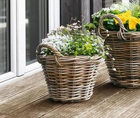 "Pflanzkorb Blumentopf \"Rattan\" Rund Ø 30X23, Blumen Pflanz Korb KüBel Topf Deko"