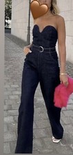 Zara ZW BUSTIER DENIM JUMPSUIT