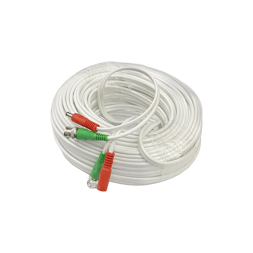 4x White 100ft Power & Video Cable for Security CCTV 4K 8K 8MP HD DVR Cameras - Image 2 of 2