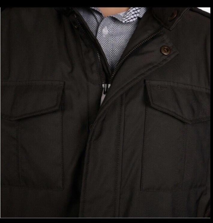 Dockers Men Two Pocket Military Jacket Hooded Olive Green Casual