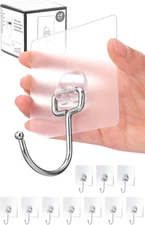 10-Pack All-Purpose Large Adhesive Hooks for Hanging,Banana Hook,Heavy Duty Adhe