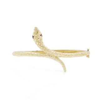 14k Yellow Gold Snake Hinged Bangle 6.5in Bracelet #J271054 1