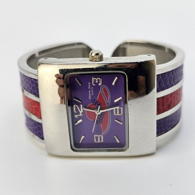 Alberto Fioro Open Cuff Women Watch 30MM Purple Fancy Hat Dial 5'' New Battery