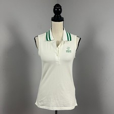 Tory Burch Performance Pique Pleated Collar Polo Troon North Logo Women's Small