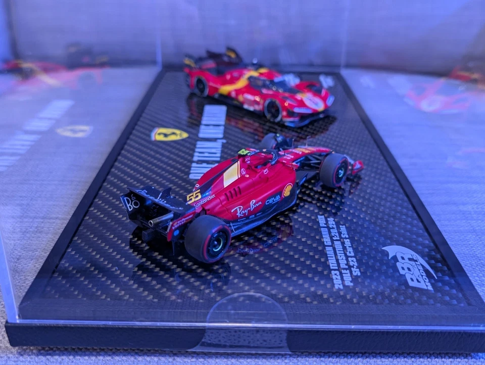 BBR Ferrari 499P & SF 23 GP Monza 2023 Edición Especial Base de Fibra de Carbono Real Foto 4 de 4