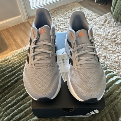 adidas Men s Gray/Black/Orange Low Top Lace-Up Athletic Sneakers Rubber