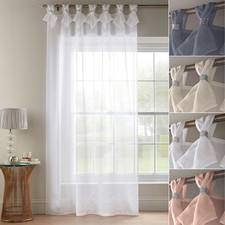 Voile Curtain Panel Tab Top Slot Top Semi-Sheer White Silver Pink Cream Diamante