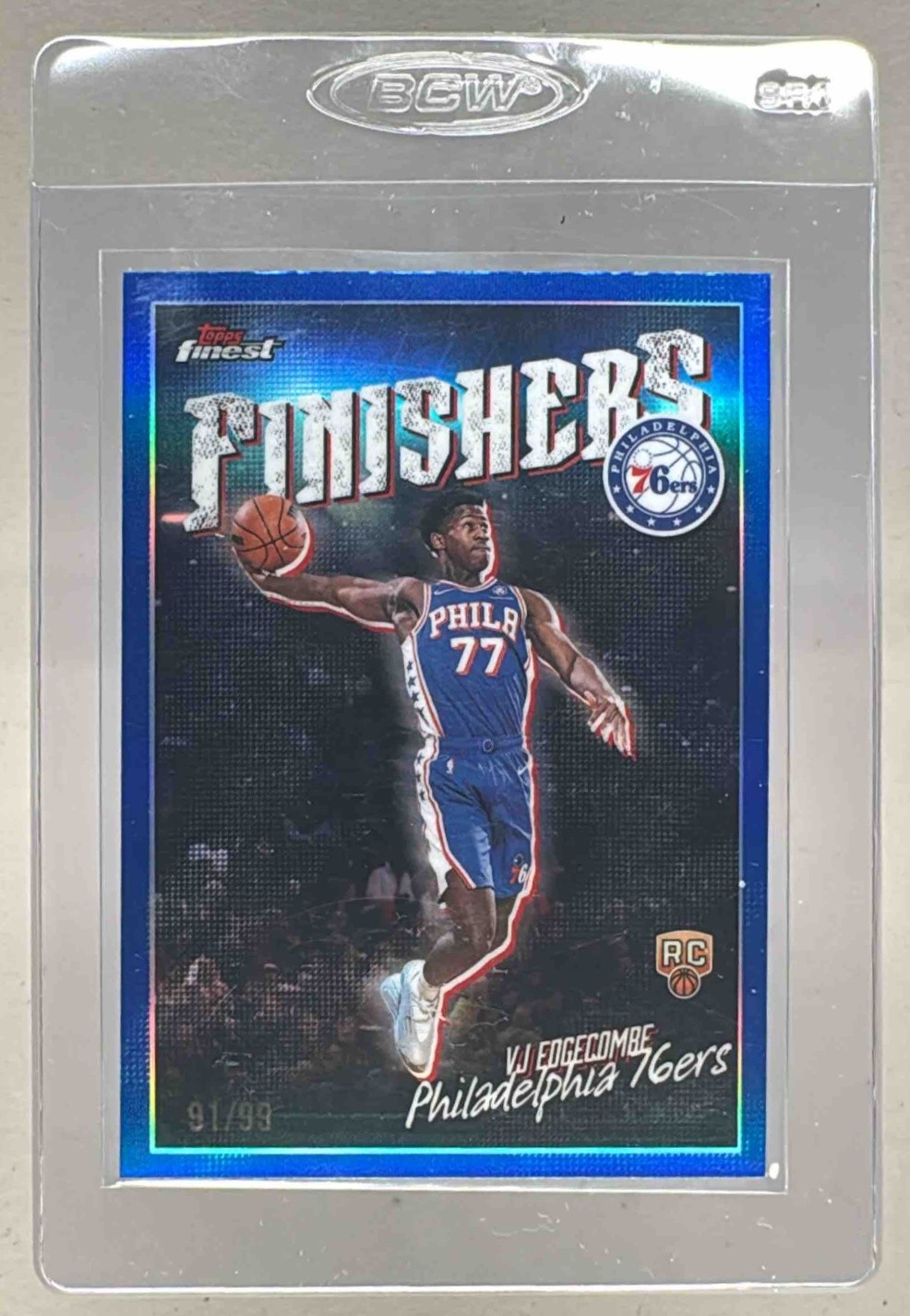 VJ Edgecombe 2025 Topps Finest #FI-10 Blue Refractor Finishers Rookie RC 91/99
