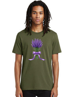 Lavender-Bouquet-2 Mens Graphic Tee, 100% Cotton, Casual Summer