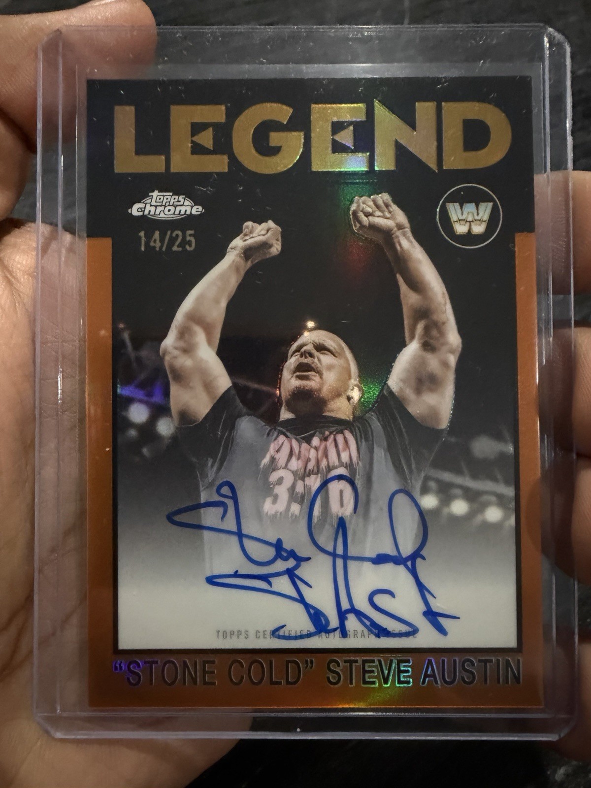 2026 Topps Chrome WWE Stone Cold Steve Austin 1986 Orange Autograph /25