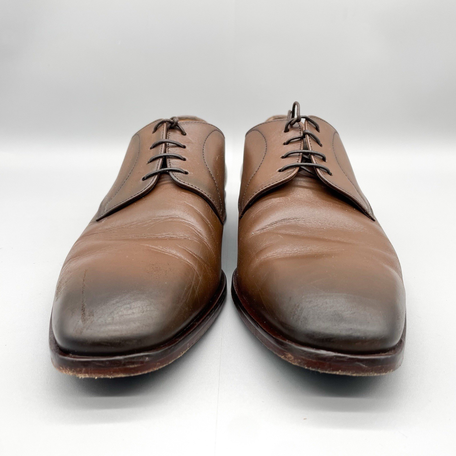 SAOLA Scarpe eleganti Hugo Boss uomo 9 Lisbona punta liscia derby pelle marrone stringate Oxford