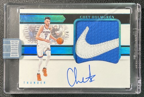 CHET HOLMGREN 2024-25 PANINI EMINENCE GAME-USED BRAND LOGO NIKE PATCH AUTO 1/4