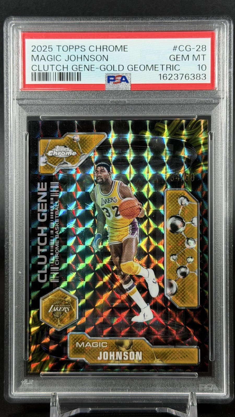 MAGIC JOHNSON 2025-26 Topps Chrome Clutch Gene Gold Refractor /50 PSA 10
