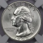 1943 25c Washington Quarter - NGC MS 66