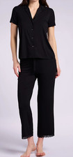  150 Natori Feathers Essentials Pajama Set Women's Small S Black