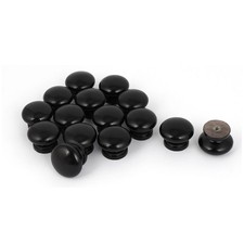 Cabinet Drawer Wooden Round Pull Knob Black 34mm Diameter 15pcs