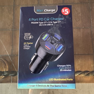 Brand New-4 Port PD Car Charger  Max Charge Type C
