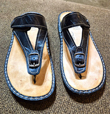 Finn Comfort Women’s Black Leather Thong Sandals EU 39 US 8 Buckle Straps
