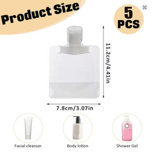 5pcs Empty Squeeze Pouch Travel Fluid Makeup Packing Bag for Shampoo Cream NEW 