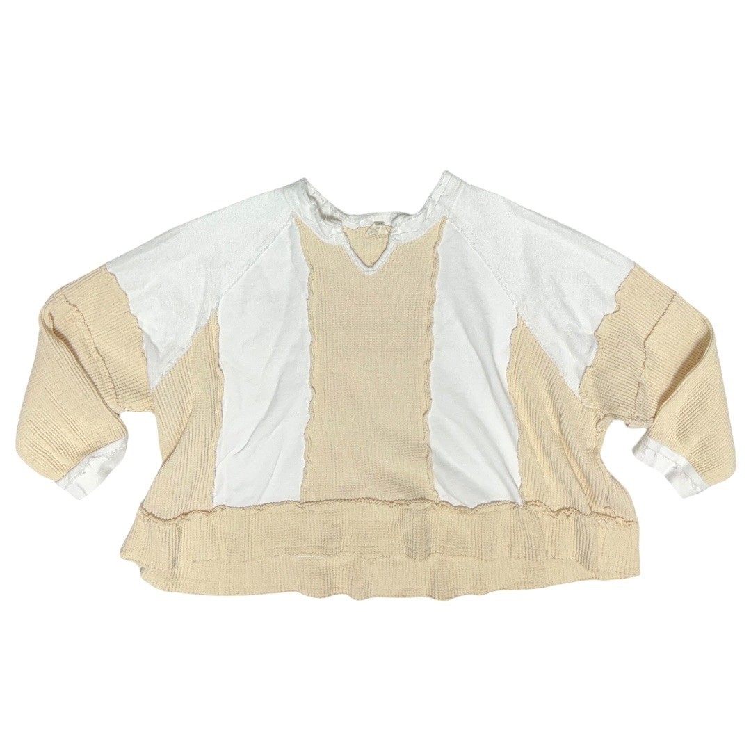 POL Patchwork Thermal Knit V Neck Pullover Top Wo… - image 1