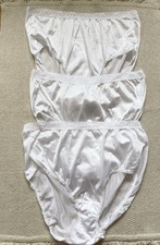 3 Fruit of the Loom 9/2XL White Silky Nylon Hi Cut Brief Panties Second Skin