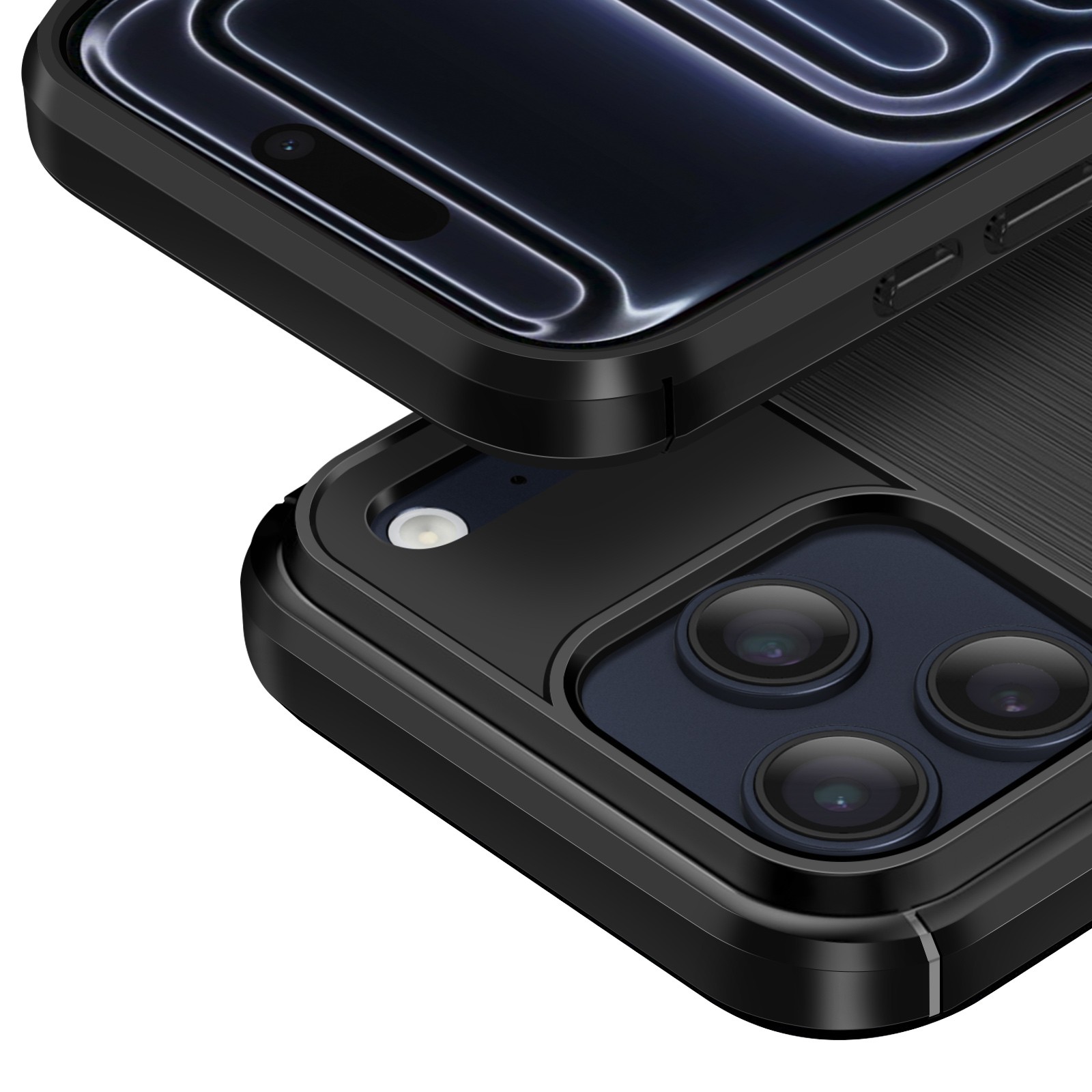 Coque silicone pour iPhone 17 Pro effet carbone anti-chute - 3